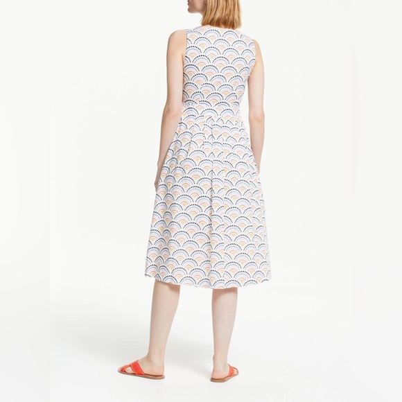 New! Boden Arwen Sleeveless Wrap Midi Dress Button Side Cream Red Black Size 8L - Picture 4 of 14